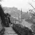 látkép a Tabán felé nézve, Döbrentei tér, Szent Katalin templom, háttérben a budai Vár.