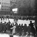 Dózsa György út (Felvonulási tér) a Műcsarnok mellől nézve, balra a Benczúr utca torkolata.